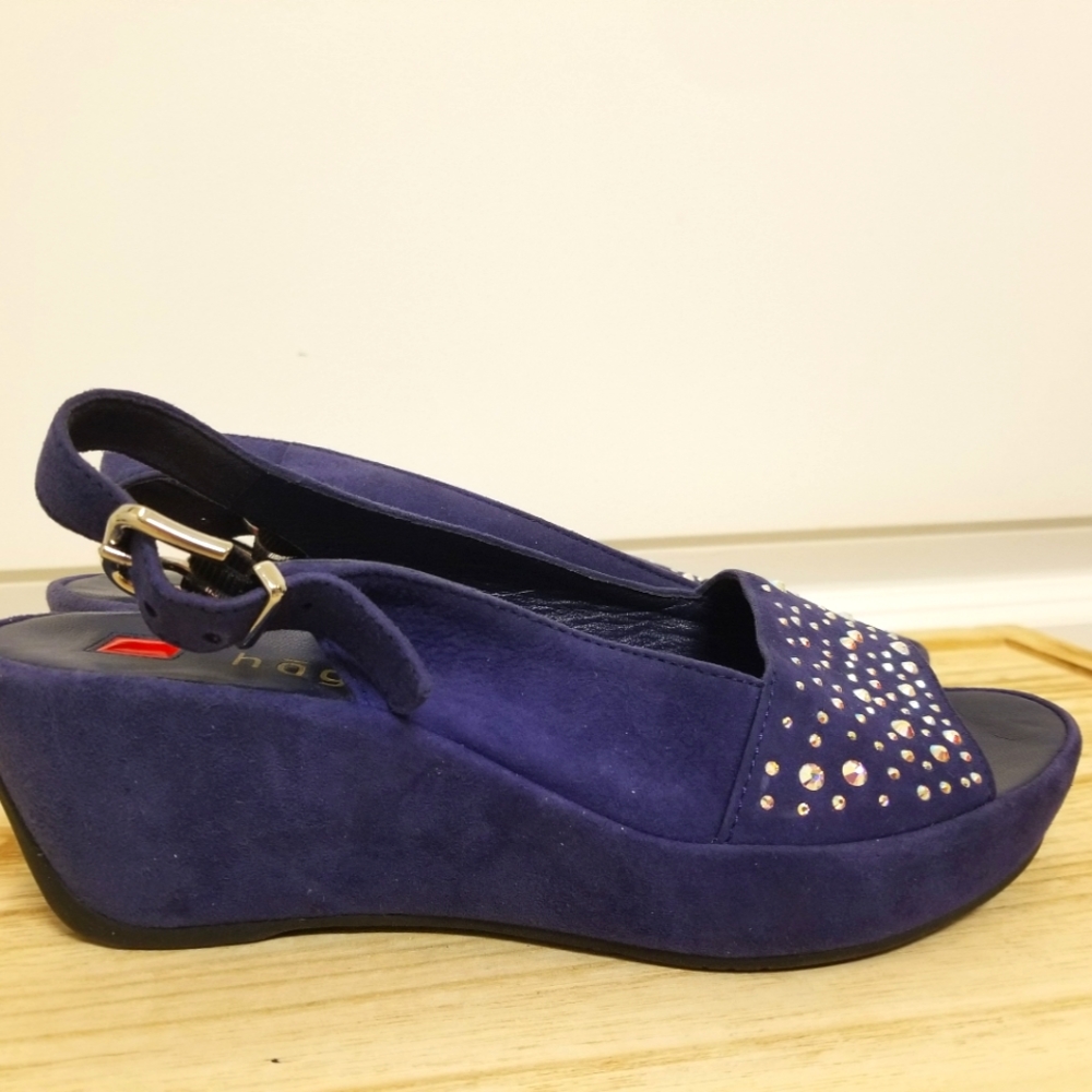 Högl Wedge Sandals - Size 6 - Blue Suede - New Condition